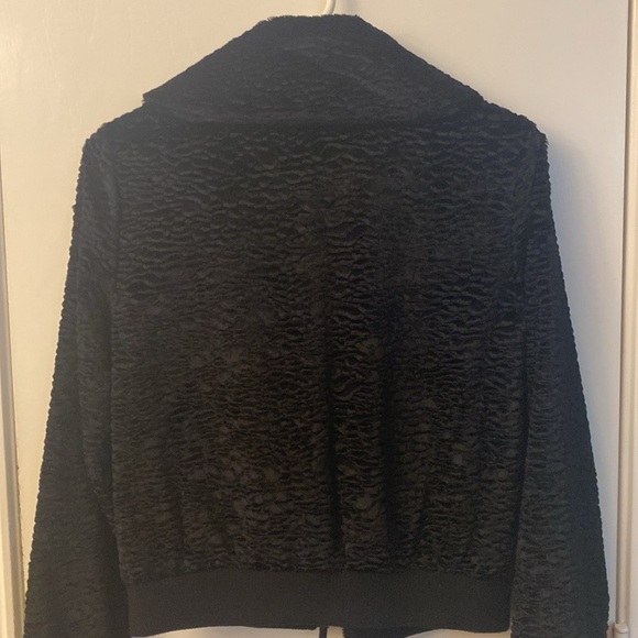 Tucker Black Faux Fur Persian Jacket, Floral Satin Lining - Picture 5 of 5